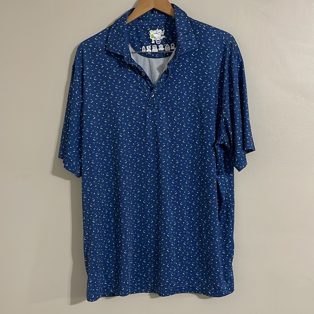 Tailor Byrd blue pattern polo golf  shirt xxl